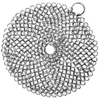 Kitchen supplies stainless steel chain mail cast iron scrubber for Cast Iron Cleaner